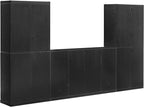 Crosley Furniture Essen 3-Piece Modern Glass Door Sideboard Buffet Cabinet and Kitchen Storage Pantry Set, Black