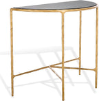SAFAVIEH Couture Collection Jessa Brass Base & Black Marble Top Half Moon Console Table, Fully Assembled