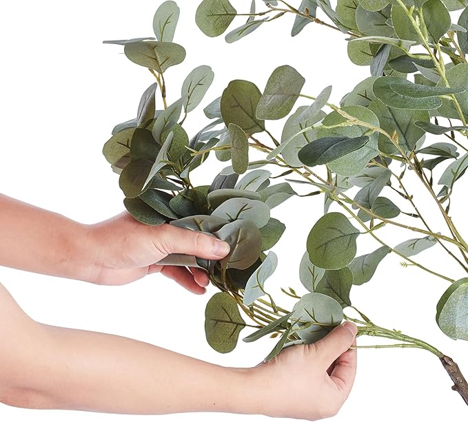VEVOR Artificial Eucalyptus Tree, 6 FT Faux Plant, Secure PE Material & Anti-Tip Tilt Protection Low-Maintenance Plant, Lifelike Green Fake Potted Tree for Home Office Christmas Decor Indoor Outdoor