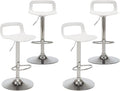 NOBPEINT Contemporary Chrome Air Lift Adjustable Swivel Bar Stool, Set of 4, White
