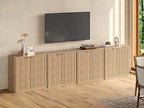 Evermagin 126" Oak Buffet Cabinet with Storage, Large Sideboard Cabinet, Boho Accent Credenza, Fluted Console Table with Doors for Dining Room, Kitchen, and Living Room