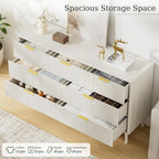LYNSOM Fluted Dresser and Nightstand Sets 3 Piece, 7-Drawers Dresser and 1-Drawer Nightstands Set of 2, Wood Bedroom Furniture Set for Home, Bedroom, Hallway, White