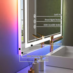 24x28 inch LED Bathroom Mirror with RGB Lights Color Changing Backlit Mirror Shatterproof Dimmable Anti-Fog Lighted Vanity Mirror (RGB Multicolor Backlit + Adjustable Front-Lighted)