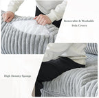Modular Sectional Sofa, 118.11" Oversized Cloud Sectional Couch,3 Seat Comfy Modern Sectional Couches for Living Room,Plush Sofa Cushion Covers Removable,Gray