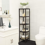 SONGMICS Bamboo Storage Shelf, 5-Tier Shelving Unit, Multifunctional, in the Entryway, Bathroom, Living Room, Balcony, Kitchen, 13 x 13 x 57.5 Inches, Brown UBCB55Z