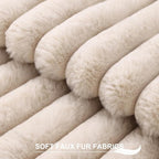 Pallene Faux Fur Plush Throw Pillow Covers 22x22 Set of 2, Luxury Soft Fluffy Striped Decorative Pillow Covers for Sofa, Couch, Living Room, Apricot