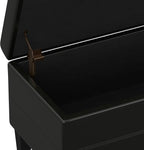 SIMPLIHOME Afton 48 inch Wide Contemporary Rectangle Storage Ottoman Bench in Midnight Black Vegan Faux Leather, Assembled, For the Living Room and Bedroom