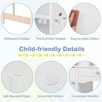 Costzon Kids Desk and Chair Set, Wooden Children Study Desk w/Hutch, Large Cabinet and Drawer for Home School Writing, Reading & Drawing, Computer Workstation Student Table and Chair for 3+ (White)