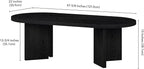 Henn&Hart 48" Oval Wood Low-Profile Coffee Table for Living Room, Family Room or Office, Black Grain