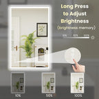 WTTY 24"X36" LED Bathroom Mirror with Black Frame, Bathroom Vanity Mirror with Lights for Wall, Front Light and Backlit, Anti-Fog, Dimmable, 3 Colors, Shatterproof, Memory, Horizontal/Vertical