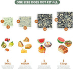Akeeko Reusable Beeswax Food Wraps - Assorted 9 Packs, Reusable, Plastic-Free Food Storage, 5 Small, 2 Medium, 1 Large, 1 Extra Large Wraps with Flower and Birds Pattern