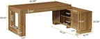 Tribesigns L Shaped Executive Desk with Storage Cabinets and 2-Tier Shelf, 63-Inch Simple Modern Business Furniture Large Computer Writing Table Workstation for Home Office, Dark Brown