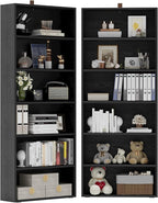IRONCK Bookshelves and Bookcases Set of 2 Floor Standing 6 Tiers Display Storage Shelves 70 in Tall Bookcase Home Decor Furniture for Home Office, Living Room, Bed Room