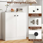 GOFLAME Floor Storage Cabinet with 2 Doors, Freestanding Accent Storage Cabinet Organizer with 3-Tier Inner Shelves, Modern Sideboard Buffet Cabinet for Kitchen, Living Room, Entryway, White