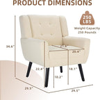 Dolonm Midcentury Modern Teddy Accent Chair with Arms, Upholstered Reading Side Chair Tufted Back Decorative Wingback Chair for Living Room Bedroom (White)
