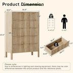 47" Tall Dressers for Bedroom Fluted 5 Drawer Dresser, Wooden Dresser Modern Chest of Drawers Dressers with Organizer Storage for Bedroom, Living Room, Entryway, Oak