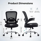 Office Chair,Ergonomic Mesh Desk Chair with Adjustable Lumbar Support,Computer Chair with Flip-up Armrests, Rolling Executive Chairs, Home Office Chair(Black)