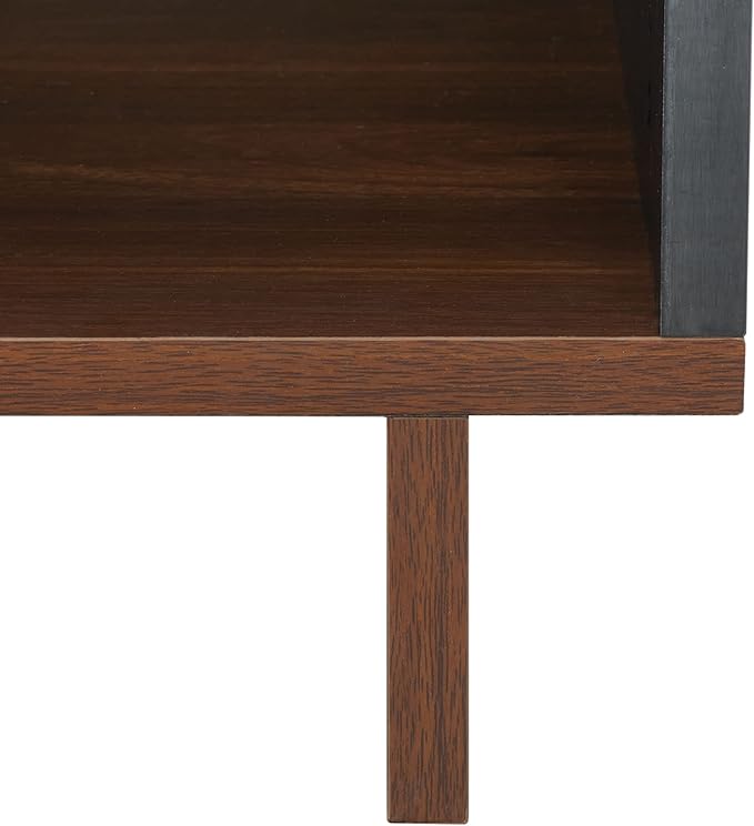 SAFAVIEH Merrick TV Stand for up to 45" Flatscreen – Walnut & Black, Open Shelf for Small Spaces & Apartments, Entertainment Media Console (MED9302A)