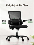 Marsail Ergonomic Office Chair with Adjustable Lumbar Support, 3-Way PU Armrests & Breathable Mesh for Home Office and Gaming