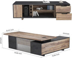 70.86 inch Inch Large Executive Desk with Drawers Cabinet, L Shaped Office Desk, Computer Desk with Universal Charging Ports and Cable Management for Business Furniture Set Workstation for Home Office