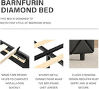 BarnFurin Twin Bed Frame with Headboard, Upholstered Bed with Diamond Tufted Design, Kids Bed Frame with Wooden Slats Support, No Box Spring Required, Easy Assembly, Black
