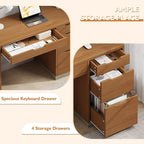 48 Inch Small Desk with 4 Drawers, Computer Desk with Storage File Cabinet for Bedroom, Home Office Desk with Storage for Small Space, Brown