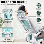 FelixKing Ergonomic Office Chair with Adjustable High Back, Breathable Mesh, Lumbar Support, Flip-up Armrests, Executive Rolling Swivel Comfy Task Computer Chair for Home Office (Light Blue)