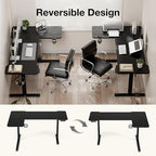51" Reversiable L-Shaped Electric Standing Desk Adjustable Height Gaming Stand Up Corner Desk Sit Stand Home Office Computer Desk with Splice Board,Black Top