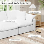 Modular Sectional Sofa Cloud Couch,Down Filled Comfy Cloud Modern Sofa,White Linen V Shape 5 Seater Oversized Couch Cushion Covers Removable for Living Room