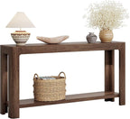Tribesigns 63 Inch Entryway Console Table, 2-Tier Farmhouse Narrow Sofa Table Behind Couch, Accent Entrance Console Furniture for Entryway, Foyer, Hallway, Dark Brown