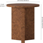 Henn&Hart 20" Scandinavian Round Wooden End Table, Side Table, Nightstand with X-Base for Living Room, Office, Family Room, or Bedroom, Walnut Burl