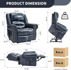 Recliner Chairs for Adults, Oversized Bedroom Chair with Massage, Sofa Chair Home Theater Seating with Lumbar Support, Lift Chair for Elderly, Nursery Chair for Living Room (Genuine Leather)