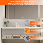 64IN Grey Bathroom Vanity Set - Floating Bathroom Vanity with Single Sink | Including LED Smart Defogging Mirror Cabinet & Time Display Function, Equipped with Motion Sensing Light Strip (Style A)