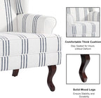 Accent Chair, High Back Upholstered Armchair with High Resilience Sponge & Wood Legs, Mid-Century Modern Comfy Single Sofa Reading Chairs for Living Room, Bedroom - Stripe Navy, Set of 1