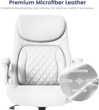 Nouhaus Ergonomic Office Chair Premium Microfiber Leather Adjustable Lumbar Support & Armrests, High Back Comfy Desk Gaming Chairs Executive Computer Swivel Chair Tilt Function(Posture,White)