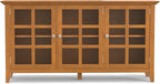 SIMPLIHOME Acadian SOLID WOOD 62 inch Wide Transitional Wide Storage Cabinet in Light Golden Brown for the Living Room, Entryway and Family Room