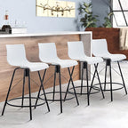 annjoe Swivel Bar Stools Metal Counter Height Stools Plastic Seat Chairs Set of 4 for Indoor Outdoor Home Kitchen Business (24" White)