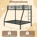 Giantex Metal Bunk Beds Twin Over Full Size, Heavy Duty Loft Bunk Bed with Ladder & Guardrail, Space Saving Bunk Bed for Dorm Apartment, Teens & Adults, Noise-Free, No Box Spring Needed, Black