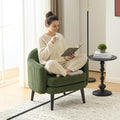 VINGLI 30.3" Wide Modern Barrel Accent Armchair with Track Armrest, Solid Wooden Legs, Comfy Upholstered Club Chair,Round Single Home Sofa for Living Room, Bedroom, Reading Room, Corduroy Green