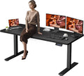 Standing Desk, Large Stand Up Desks, 71x31 Inches Electric Sit Stand Desks , Adjustable Height Computer Table Charging USB Port&Sedentary Reminder for Home Office with Splice Board (Black)