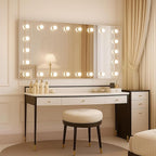 WTTY LED Bathroom Mirror with Lights 55"x36" Hollywood Wall-Mounted Mirror with 3 Color Temperatures, Stepless Dimmable Bulbs, Anti-Fog & Shatter-Proof