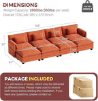ELUCHANG Oversized 153" Modular Sectional Sofa, Comfy Deep Seat Cloud Couch, Sleeper Sofa Bed, 8 Seat Modern Couch with Removable Cover for Living Room, Apartment, DIY Combination, Chenille Terracotta