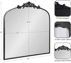 Kate and Laurel Arendahl Ornate Traditional Square Arched Mirror; 28 x 30; Antique Black; Decorative Baroque Style Arch Vintage Mirror with Wide Frame and Ornamental Crown