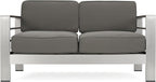 Christopher Knight Home Cape Coral Outdoor Aluminum Chat Set with Fire Table, Khaki / Light Grey