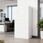BESFUR Metal Storage Cabinet, Locking Storage Cabinet with Drawers and Adjustable Shelves for Garage, Office, Classroom - White
