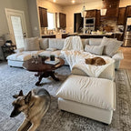 POVISON Oversized Modular Sectional Sailboat Sofa for Living Room with Adjustable Backrest Sectional Couches Large Deep Sofa Set 3 Seats Big with Ottoman Comfy Cloud Couch for House Office