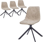 LeisureMod Markley Swivel Leather Dining Side Chair with Durable Iron Legs – Comfortable Accent Chair for Kitchen, Dining Room, or Office Set of 4