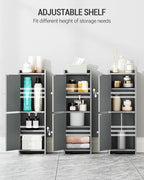 Bathroom Storage Cabinet, Corner Floor Cabinet with 2 Doors and Adjustable Shelf, Narrow Toilet Paper Cabinets, Bathroom Organizer for Small Spaces, 7.9" D x 9.8" W x 29.5" H Gray