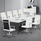 Office Chair, Ergonomic Adjustable Desk Chair, Mid Back Executive Comfortable Leather Lumbar Support Home Computer Chair with Padded Seat Swivel Wheels