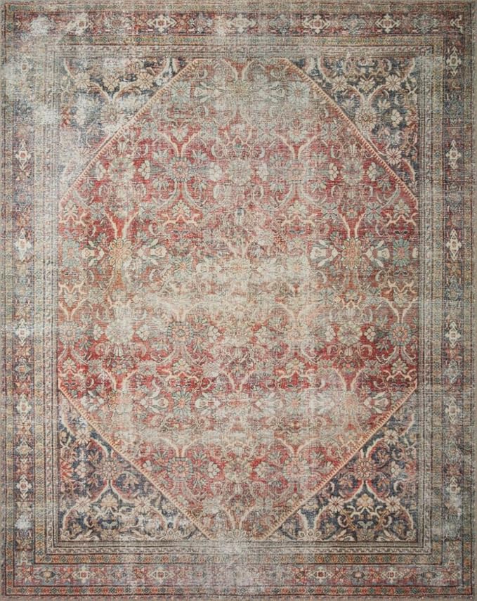 Loloi Amber Lewis Georgie Collection GER-01 Red/Navy 3'-0" x 12'-0", .19" Pile Height, Runner Rug